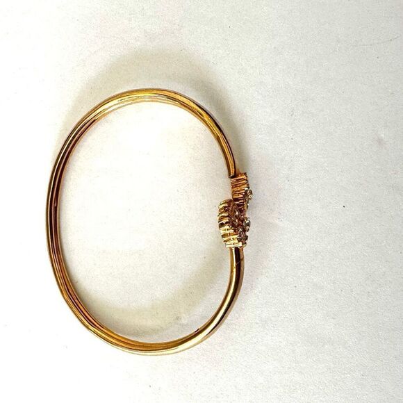 Gold tone rhinestone bangle bracelet - Picture 6 of 8